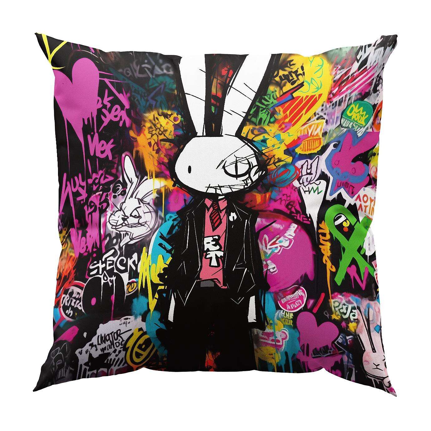 Graffiti Rabbit Pillow Cover 1PC