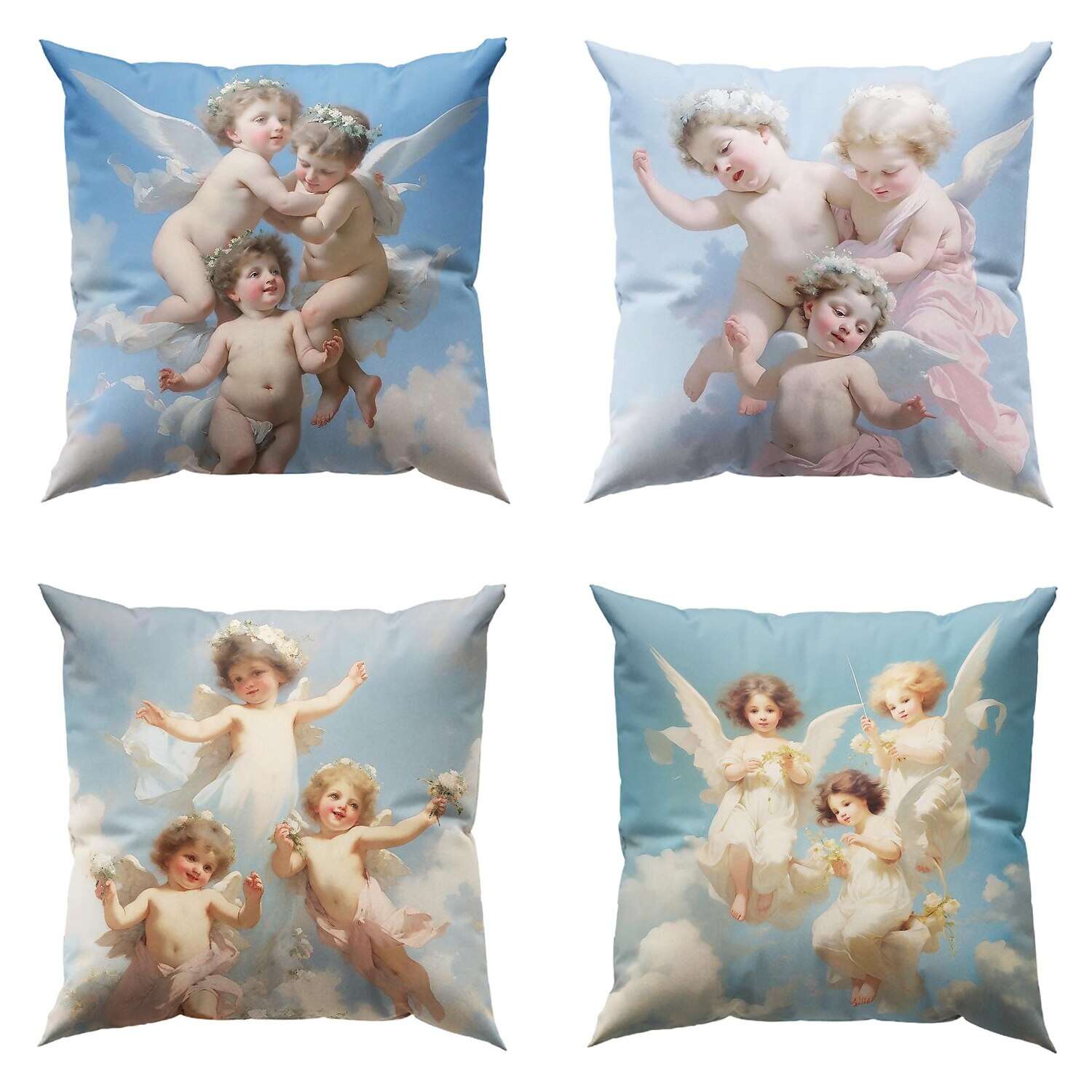 Renaissance Angels Double Side Pillow Cover 4PC