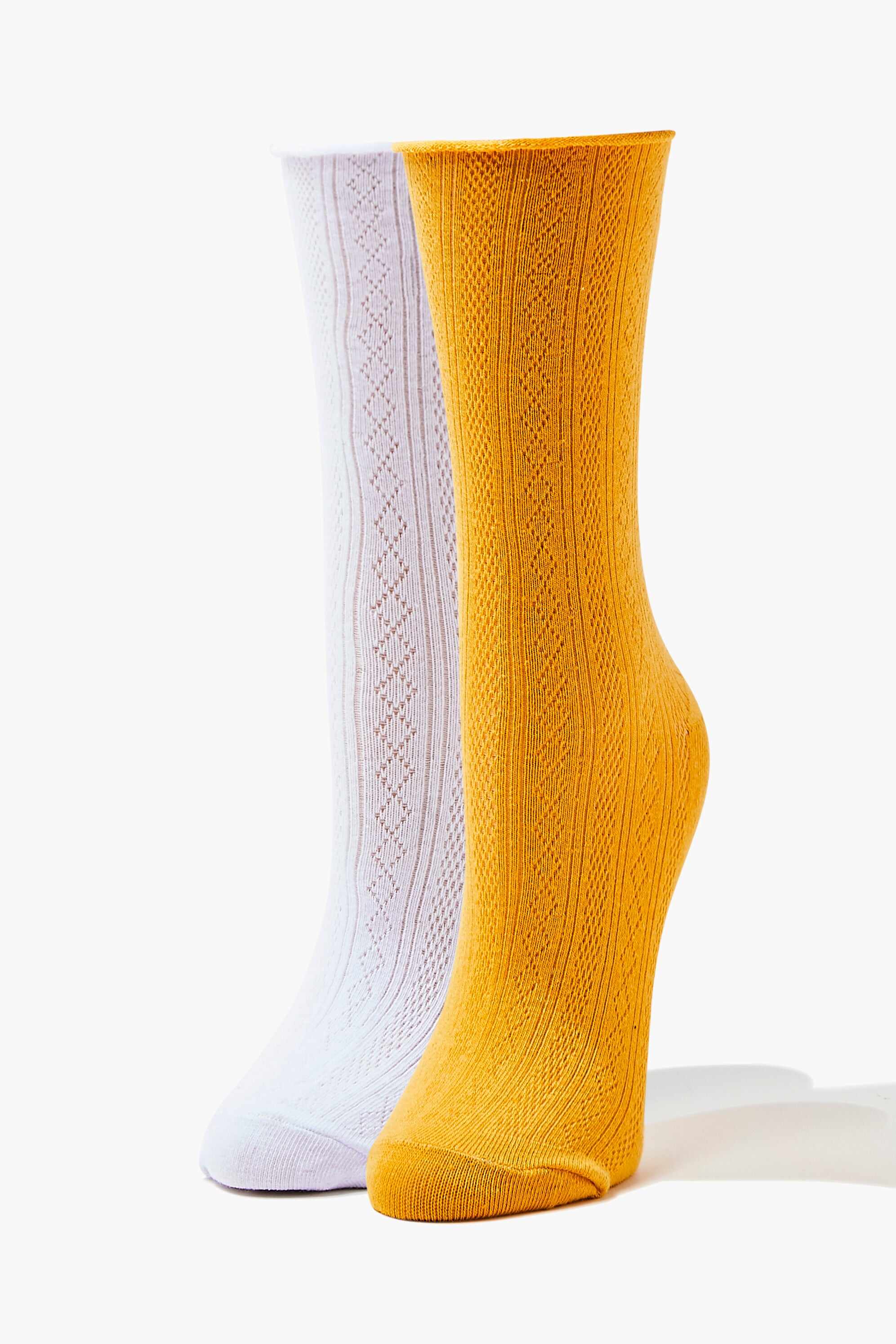 Accessories Accessories | Pointelle Crew Sock Set - 2 pack Mustard Forever21 - SP43466