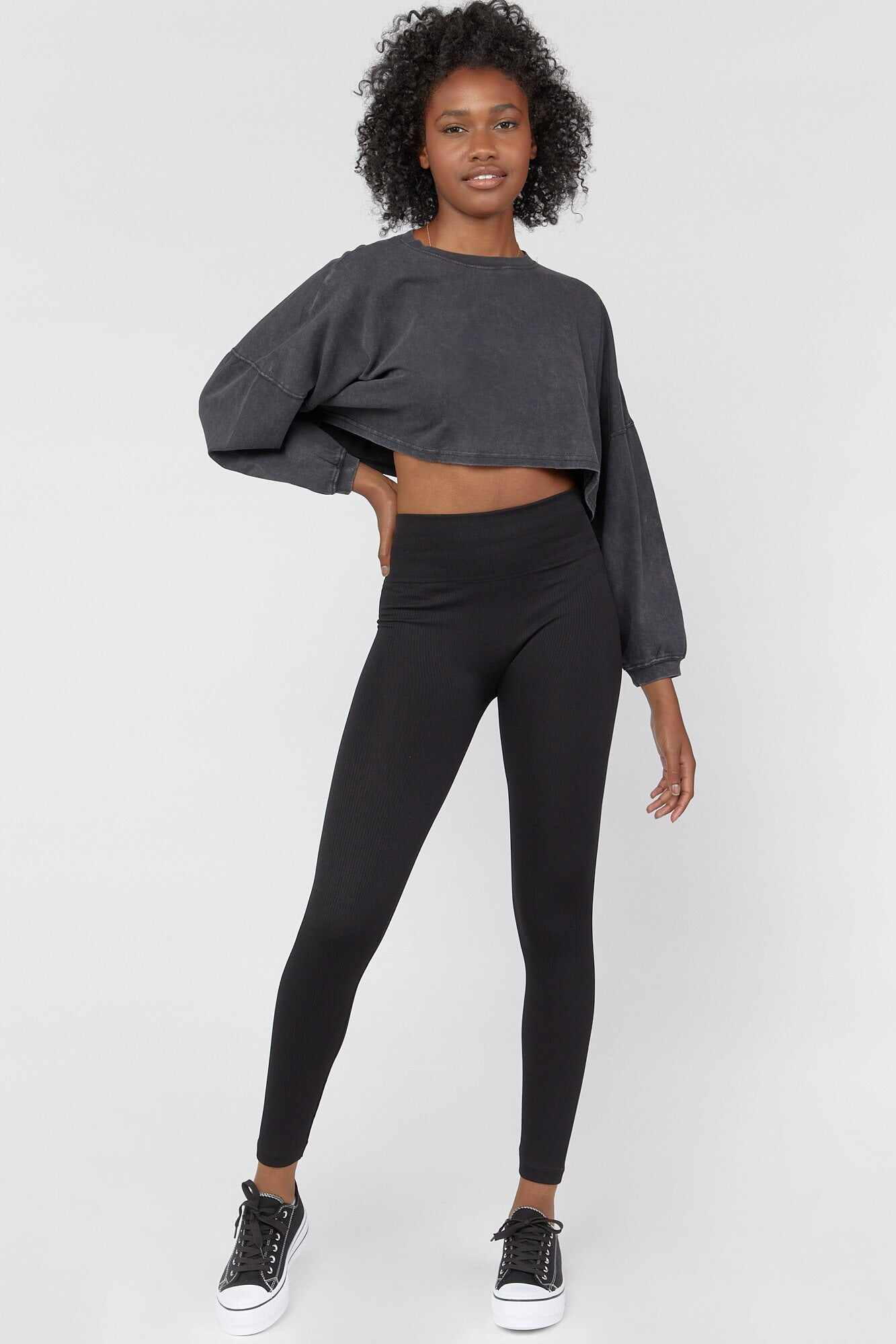 Women Apparel | Ribbed Fleece Lined Leggings Black Forever21 - ZO95332