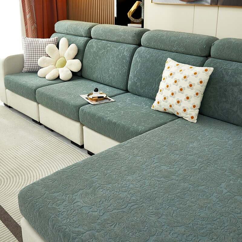 Stretch Sofa Seat Cushion Cover Slipcover Elastic Couch Sectional Armchair Loveseat 4 or 3 Seater L Shape Solid Soft Durable Washable