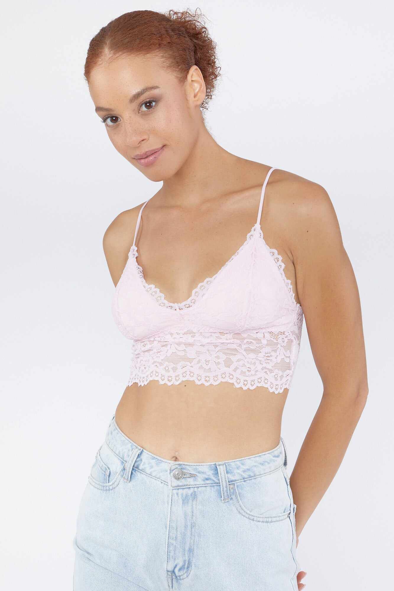 Women Apparel | Lace V-Neck Bralette Light Pink Forever21 - FS76455