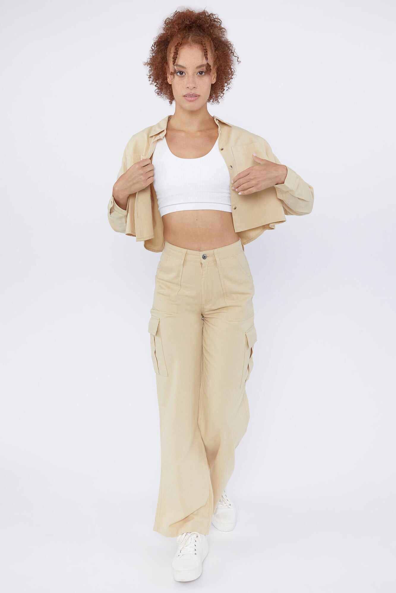 Women Apparel | Tencel Cargo Wide-Leg Pants White Forever21 - SH01447