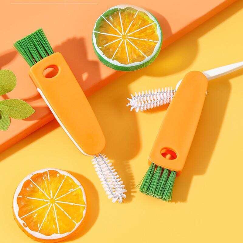 Cleaning Brush,Beveled Corner Versatile Cleaning Brush Hand Held Radish Shape 3 In 1 Cleaning Brush