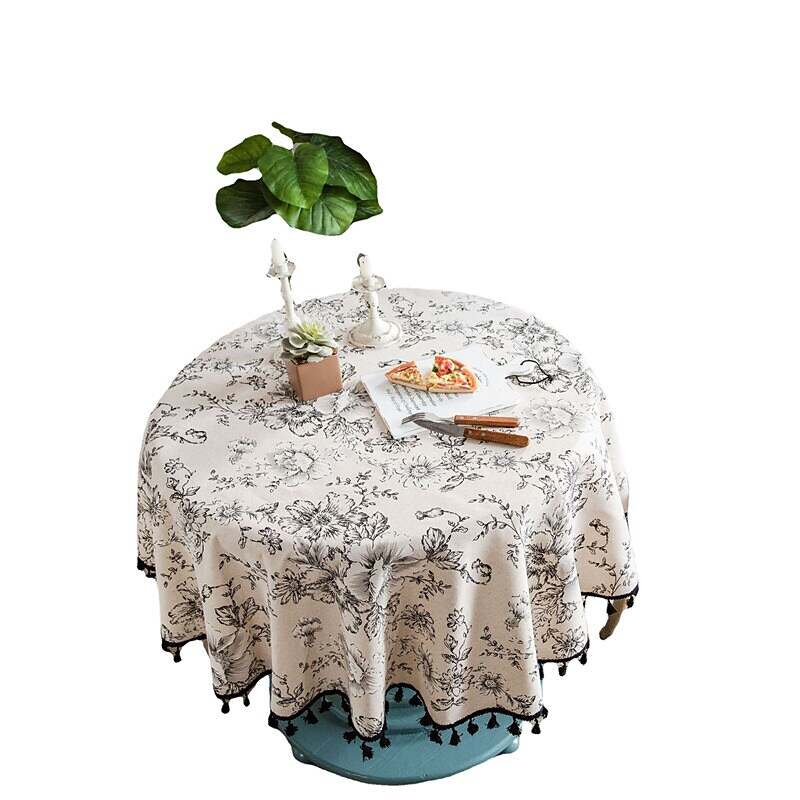 Farmhouse Style Pastoral Tablecloth Cotton Linen Fabric Table Cloth