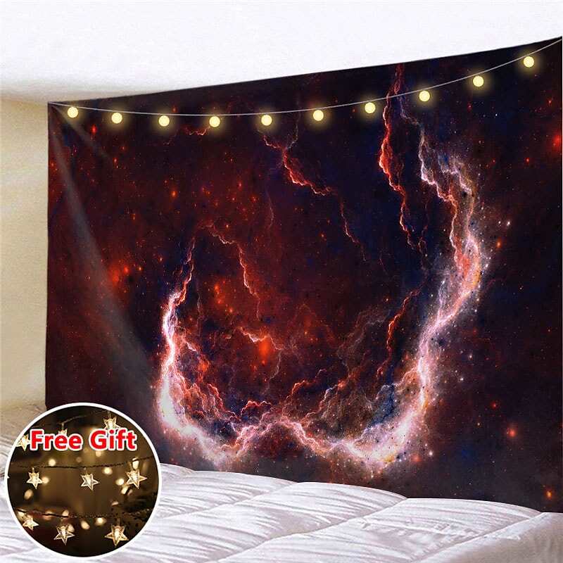 Landscape LED Lights Wall Tapestry Art Decor Galaxy Universe Print