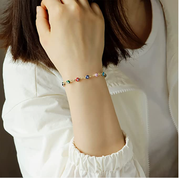 Stainless steel evil eye bracelet for women