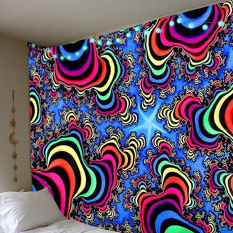 Blacklight UV Reactive Tapestry 3D Vortex Decoration Cloth