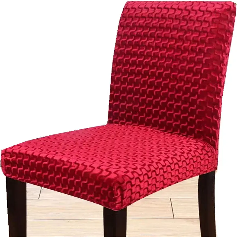 Stretch Spandex Jacquard Velvet Dining Chair Cover