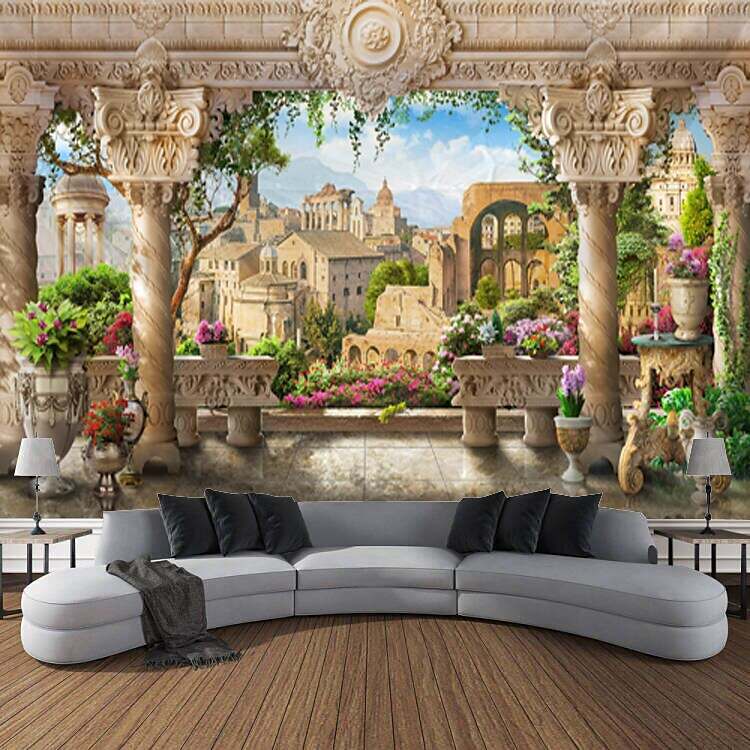 Castle Garden Scenery Tapestry Art Decoration Curtain Hanging