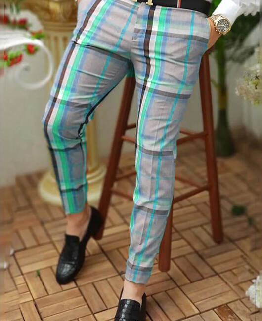 Fashion Contrast Color Striped Slim Fit Pencil Pants
