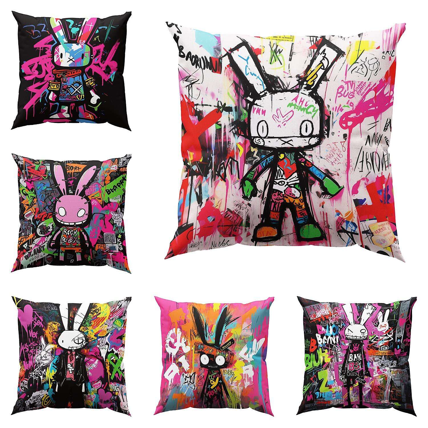 Graffiti Rabbit Pillow Cover 1PC