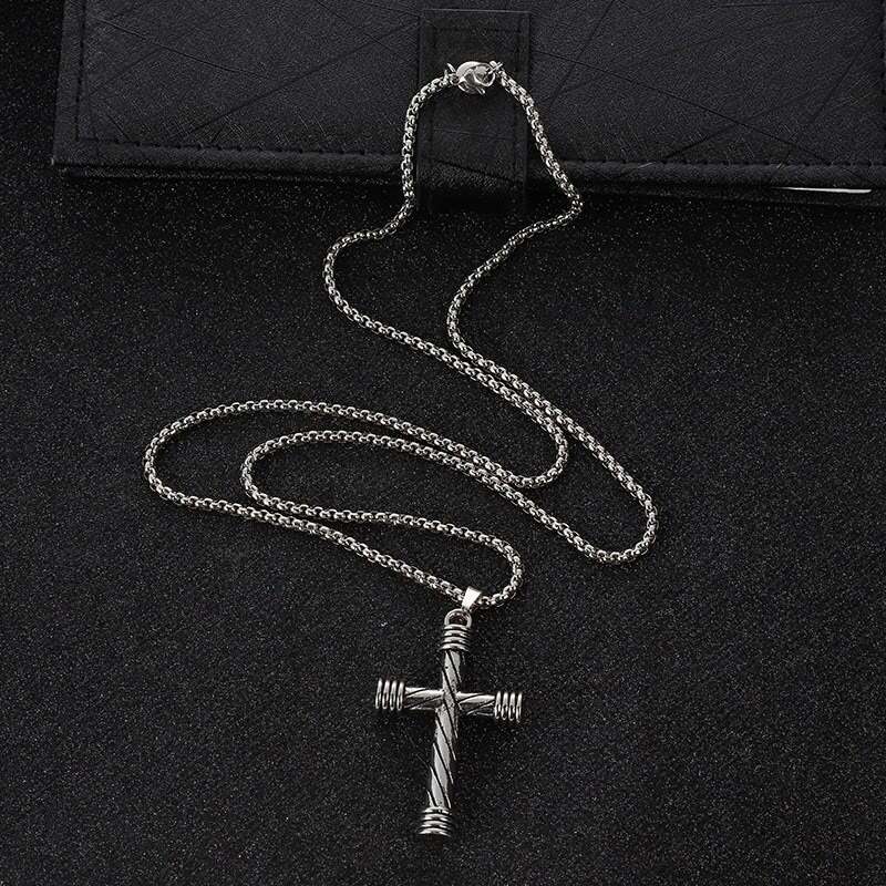 Vintage Textured Distressed Cross Necklace