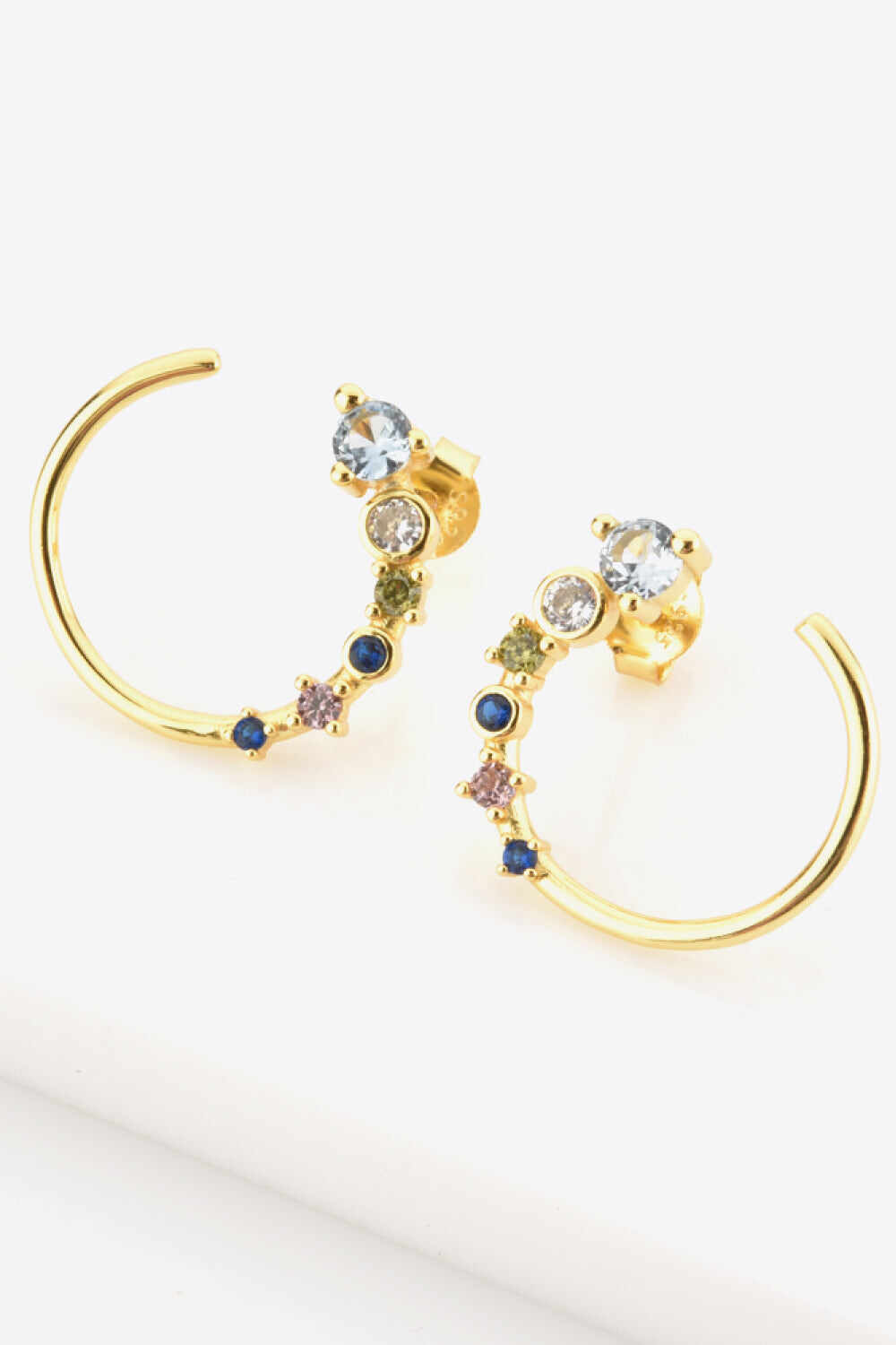 18K Gold-Plated 925 Sterling Silver C-Hoop Earrings