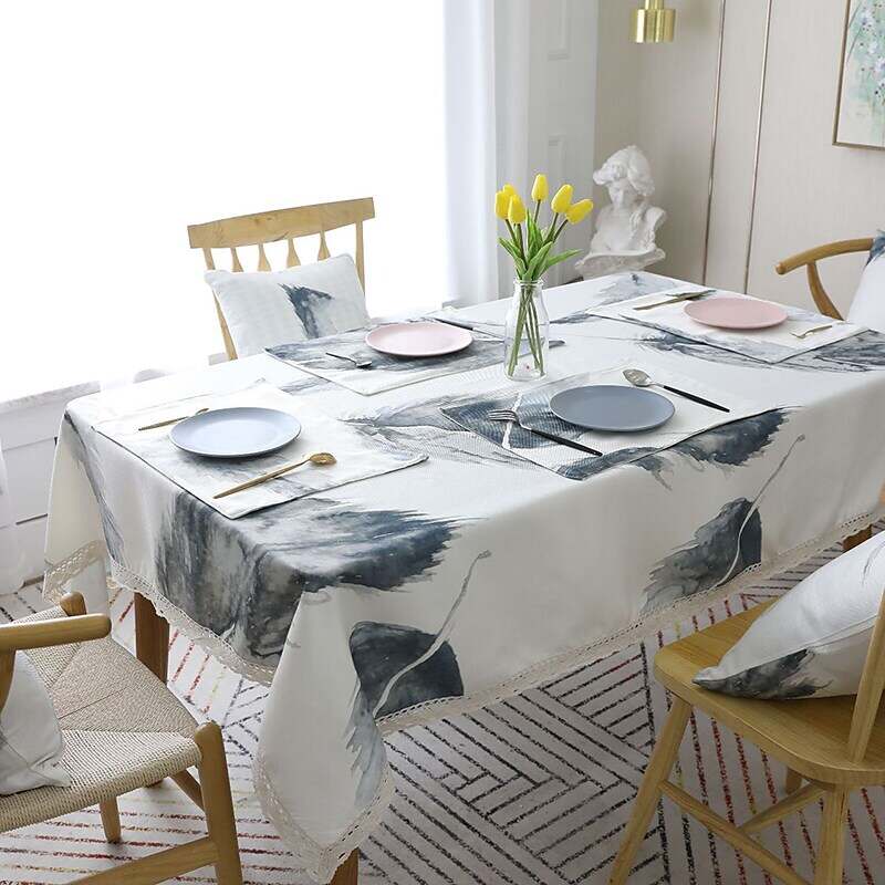 Farmhouse Style Tablecloth Cotton Linen Rectangle Table Cloths