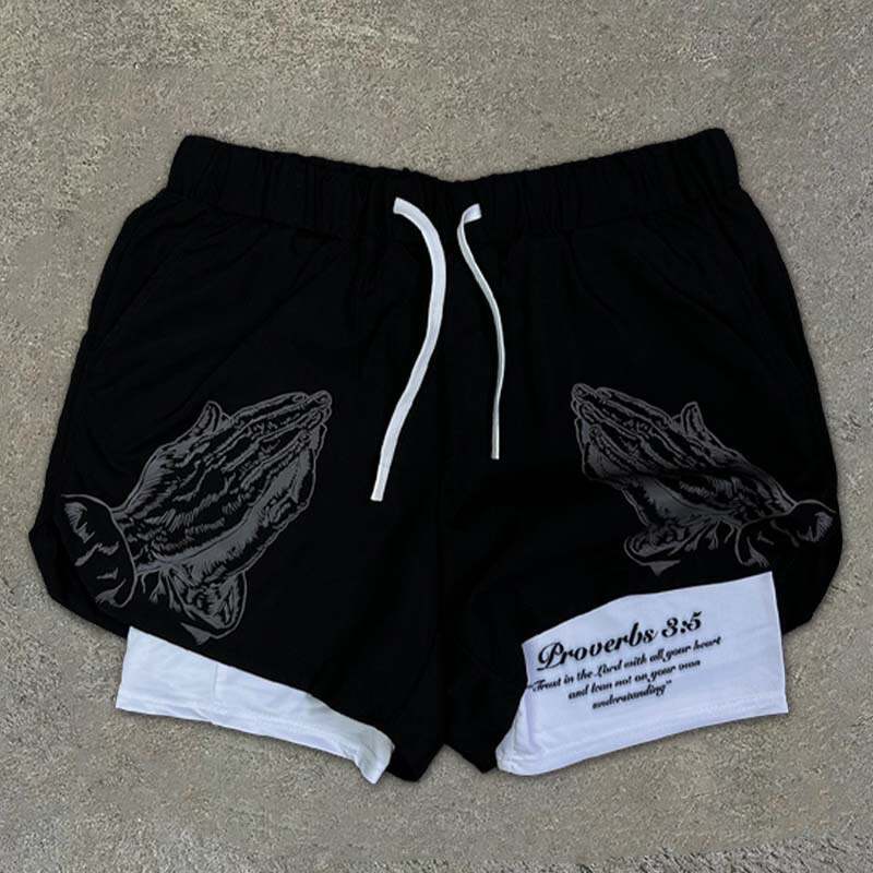 Men's Praying Hands Print Shorts