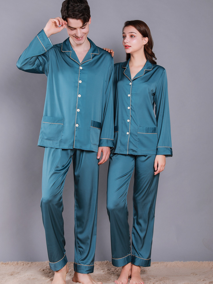 Regular Sleeve Others Simple Regular Fit Plain Matching Couple Pajama Set