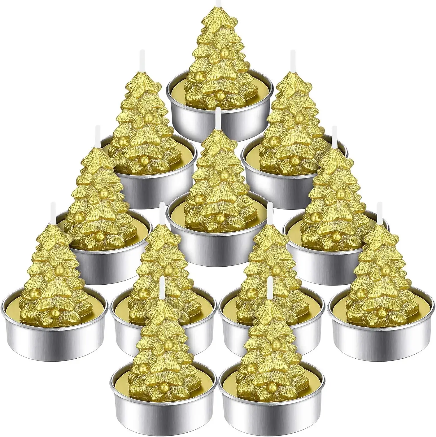 12 Pieces Christmas Tree Tealight Candles Handmade Delicate Tree Candles for Christmas Home Decoration Gifts