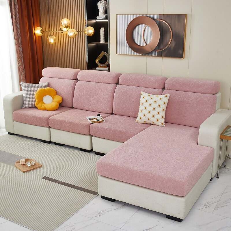 Stretch Sofa Seat Cushion Cover Slipcover Elastic Couch Sectional Armchair Loveseat 4 or 3 Seater L Shape Solid Soft Durable Washable