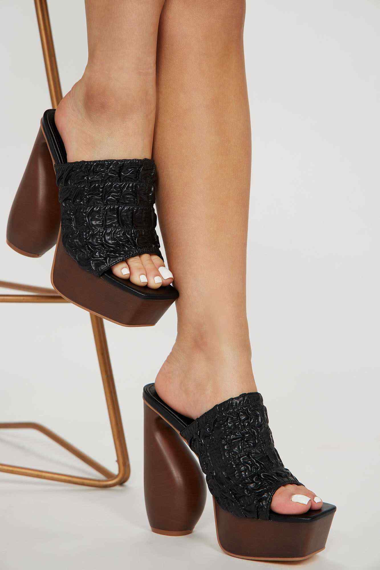 Think Outside The Box Heeled Mules   Black