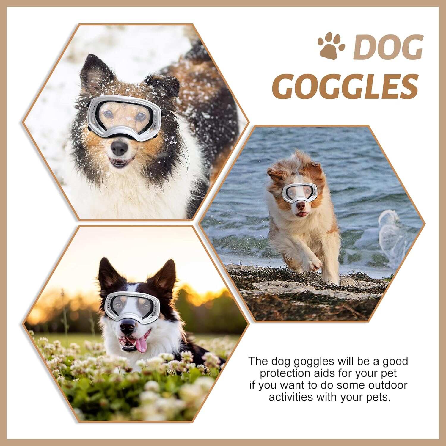 Large UV dog sunglasses in dog goggles, UV protection against wind and dust, detachable lenses for outdoor sports dog eye protection