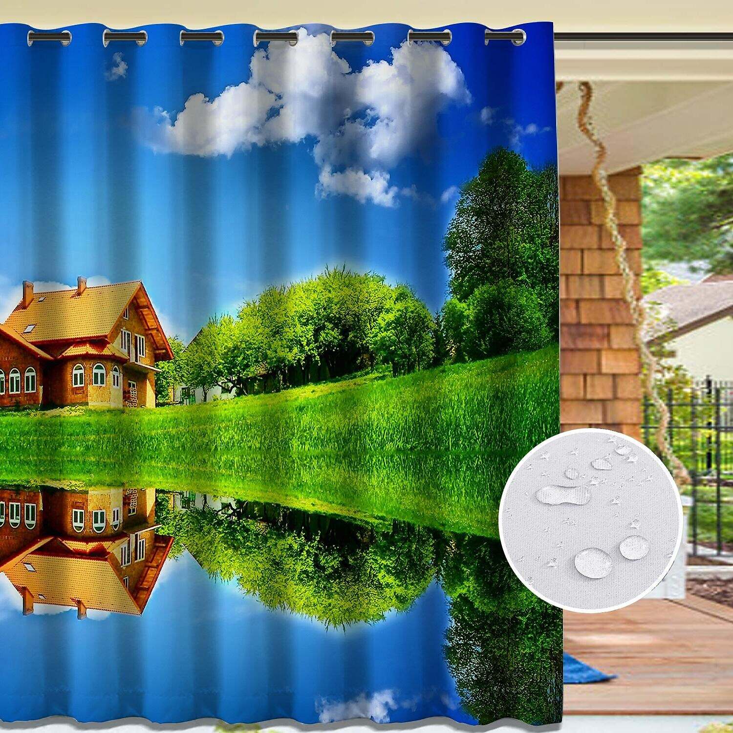 2 Panels Outdoor Curtain Privacy Waterproof