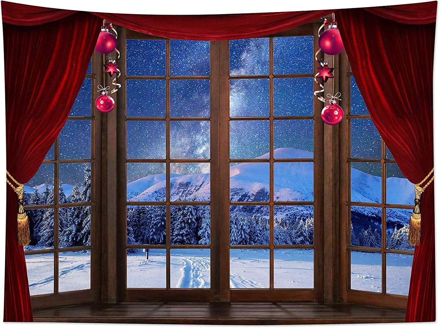 Christmas Holiday Party Wall Tapestry Art Decor Blanket Curtain Snow