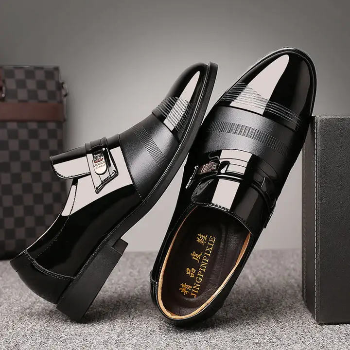 Men Cap Toe Pointed Toe Slip On Business Formal Shoes