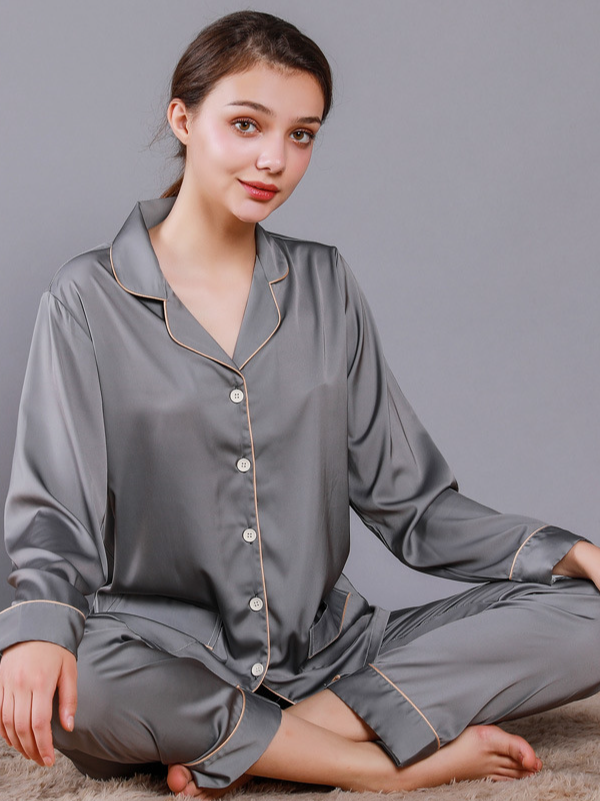 Regular Sleeve Others Simple Regular Fit Plain Matching Couple Pajama Set