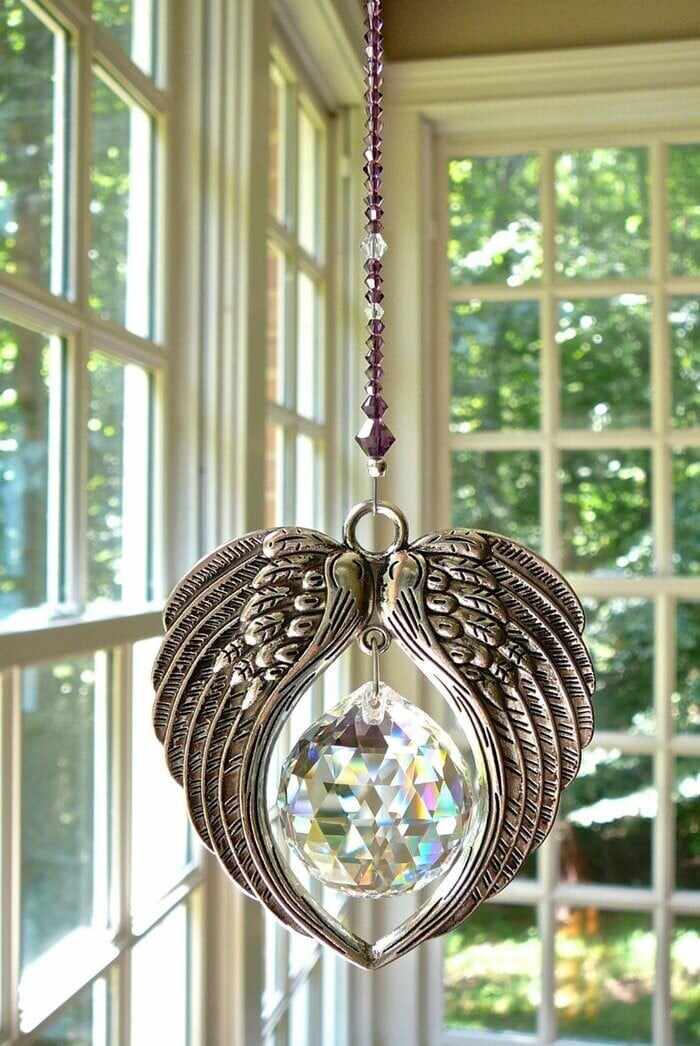 ANGEL WINGS  Crystal and Pewter Wings Suncatcher