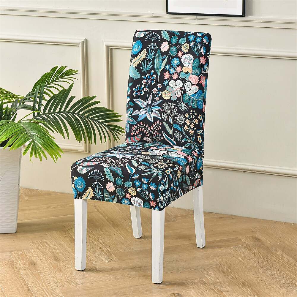 Stretch Spandex Dining Chair Cover Plants/Flower Pattern