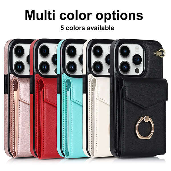 New Fashion Leather Wallet Case with Ring & Lanyard For iPhone 15 14 13 12 11 Pro Max