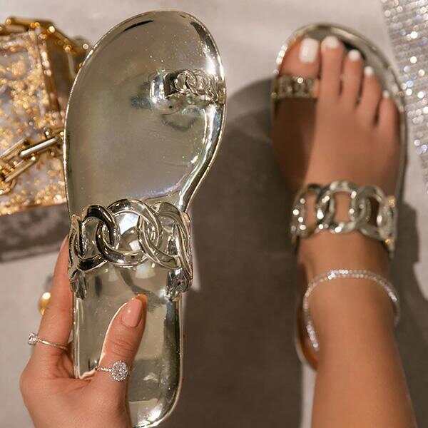 Casual Toe Loop Detailing Jelly Sandals