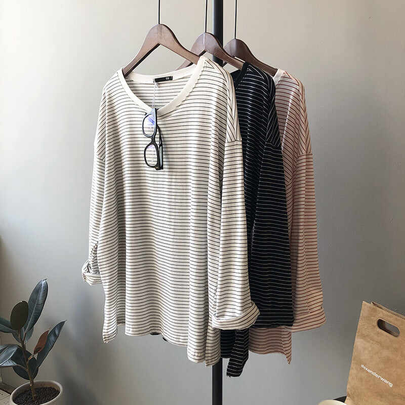 Striped top with split T-shirt