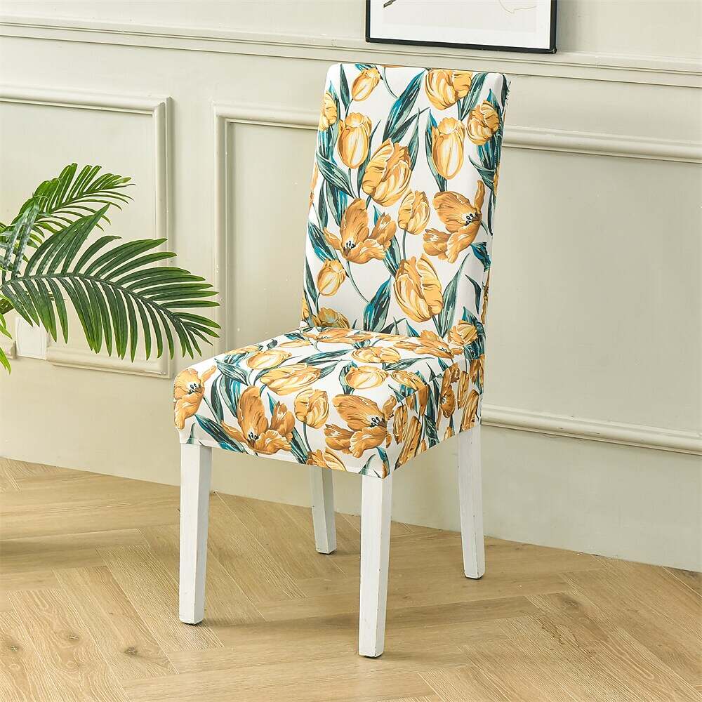 Stretch Spandex Dining Chair Cover Plants/Flower Pattern