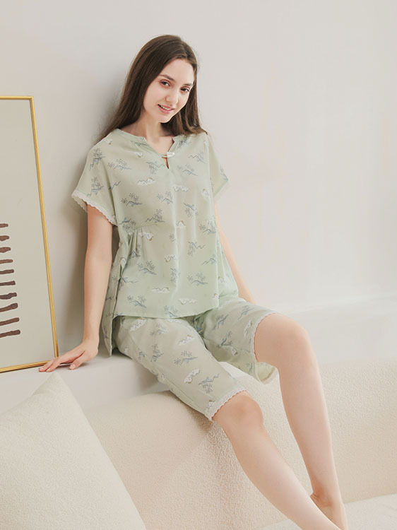 Regular Sleeve Casual Cotton Loose Others Pajama Set