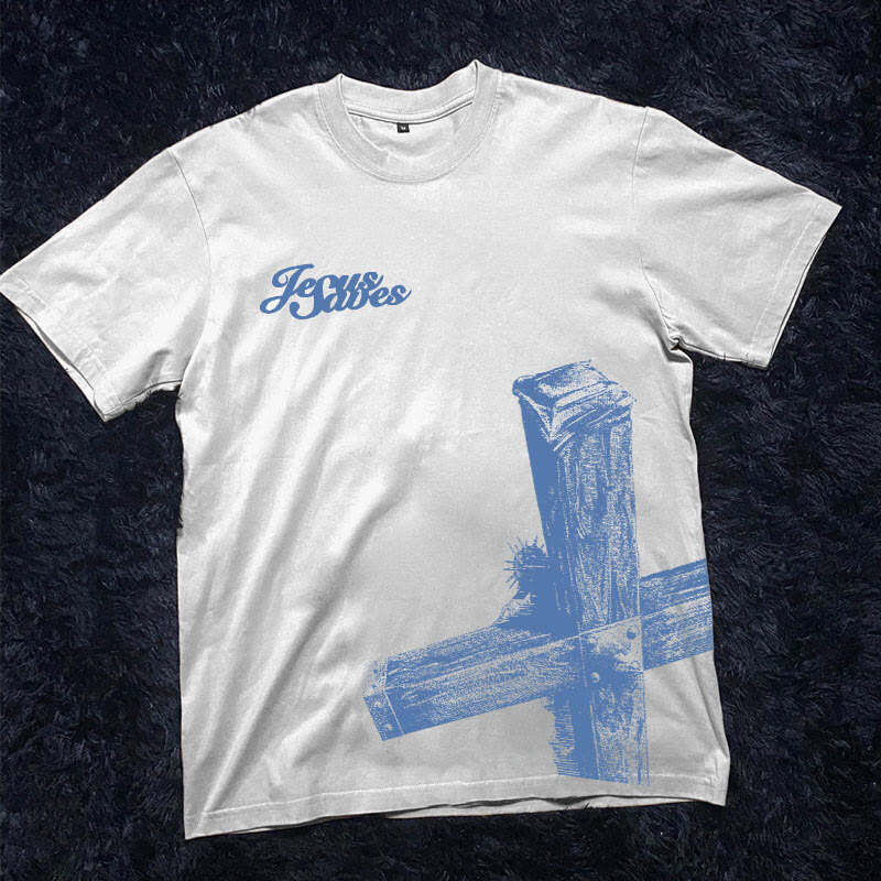 Jesus Saves Print Short Sleeve T-shirt