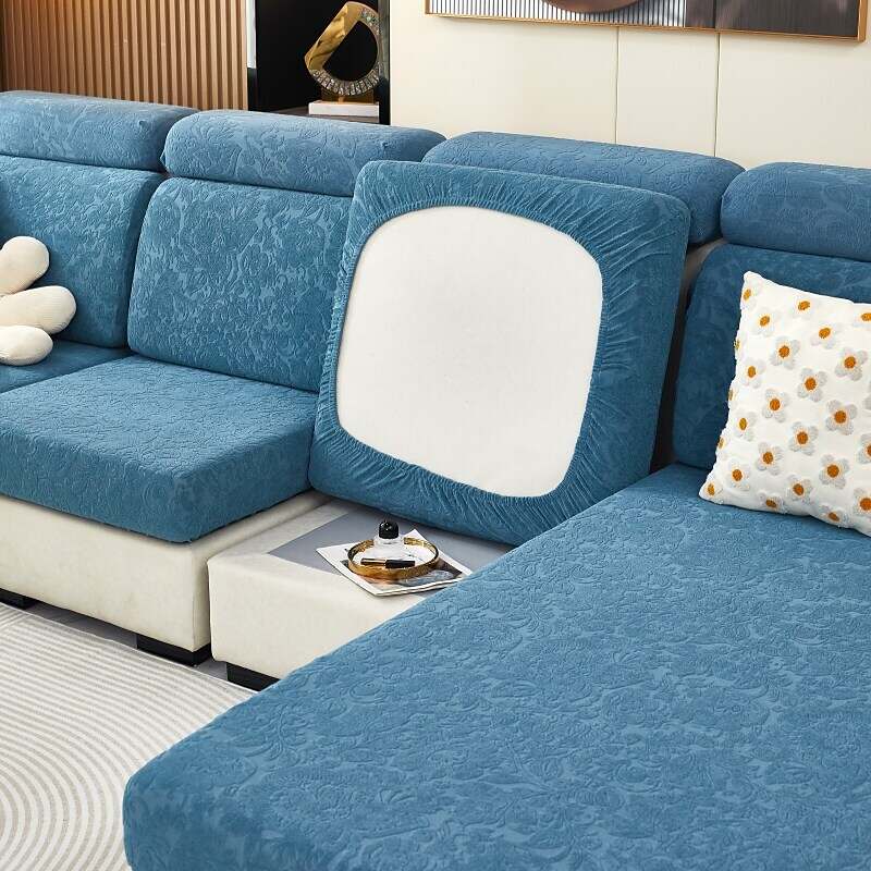 Stretch Sofa Seat Cushion Cover Slipcover Elastic Couch Sectional Armchair Loveseat 4 or 3 Seater L Shape Solid Soft Durable Washable