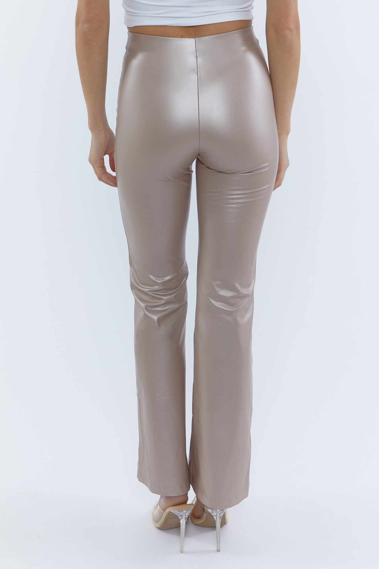 Women Apparel | Faux-Leather Flare Leggings Taupe Forever21 - UB11709