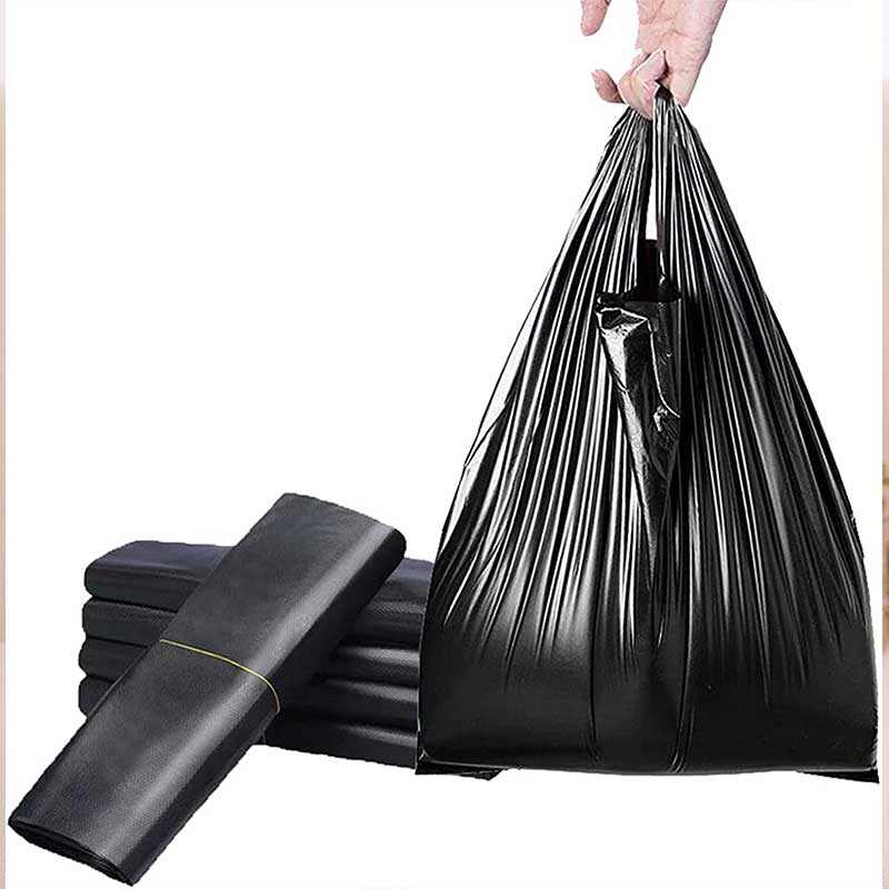 Black Bathroom Plastic Bags with Handle (50PC)