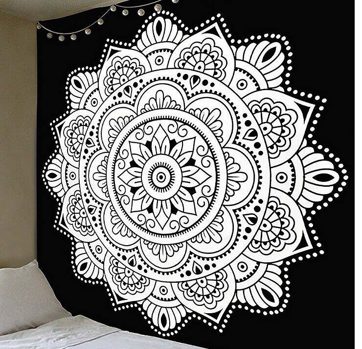 Mandala Bohemian Wall Tapestry Boho Hippie Psychedelic Floral Flower Lotus Indian