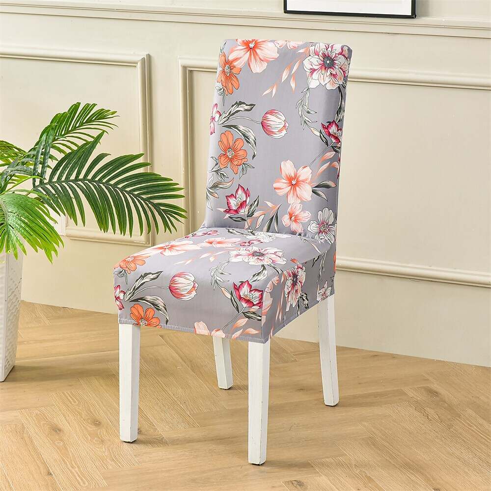 Stretch Spandex Dining Chair Cover Plants/Flower Pattern