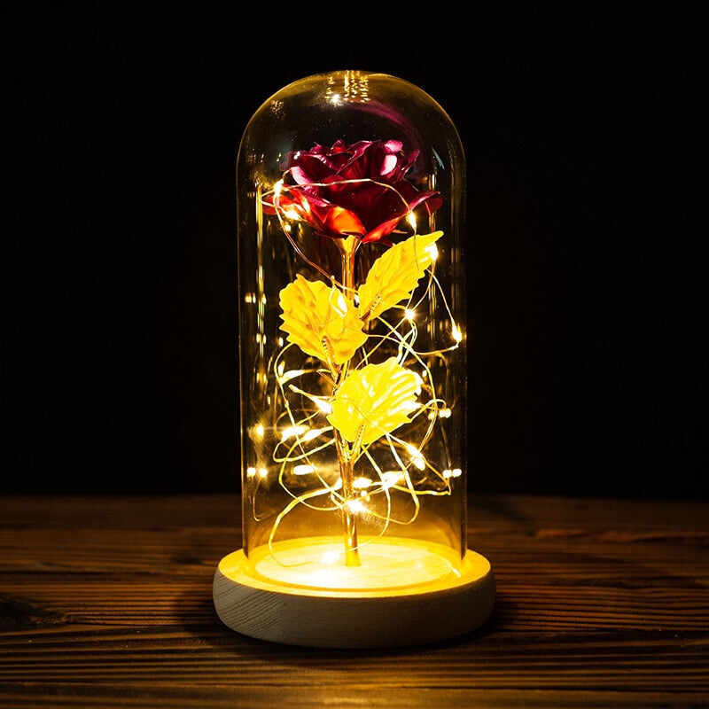 LED Rose in Glas