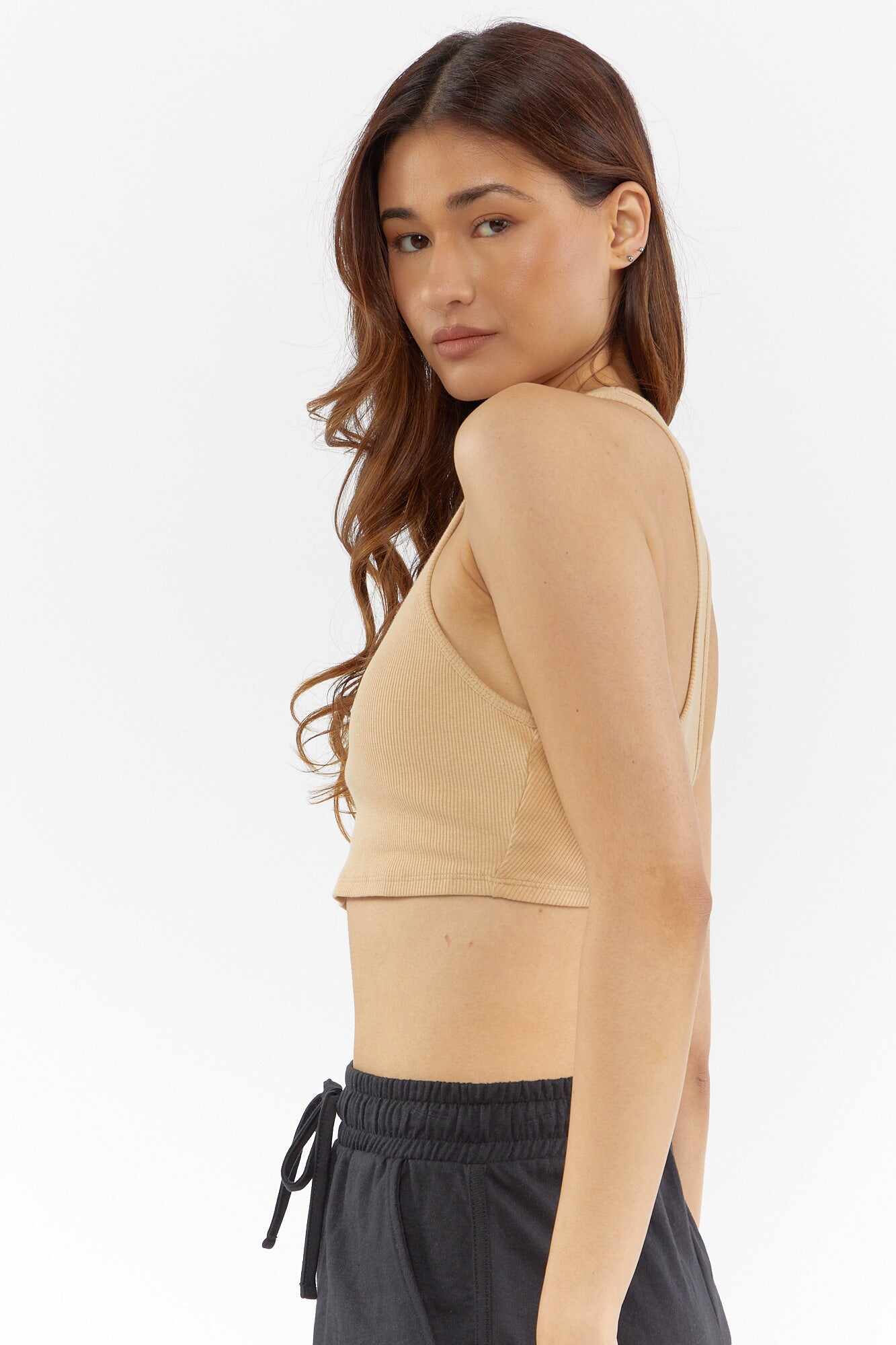 Women Apparel | Ribbed Graphic Cropped Tank Top Taupe Forever21 - BG50761