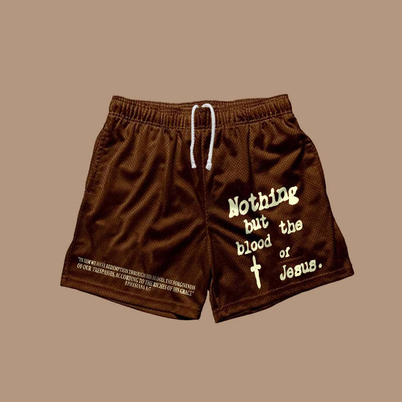 Nothing But Blood Of Jesus Print Shorts