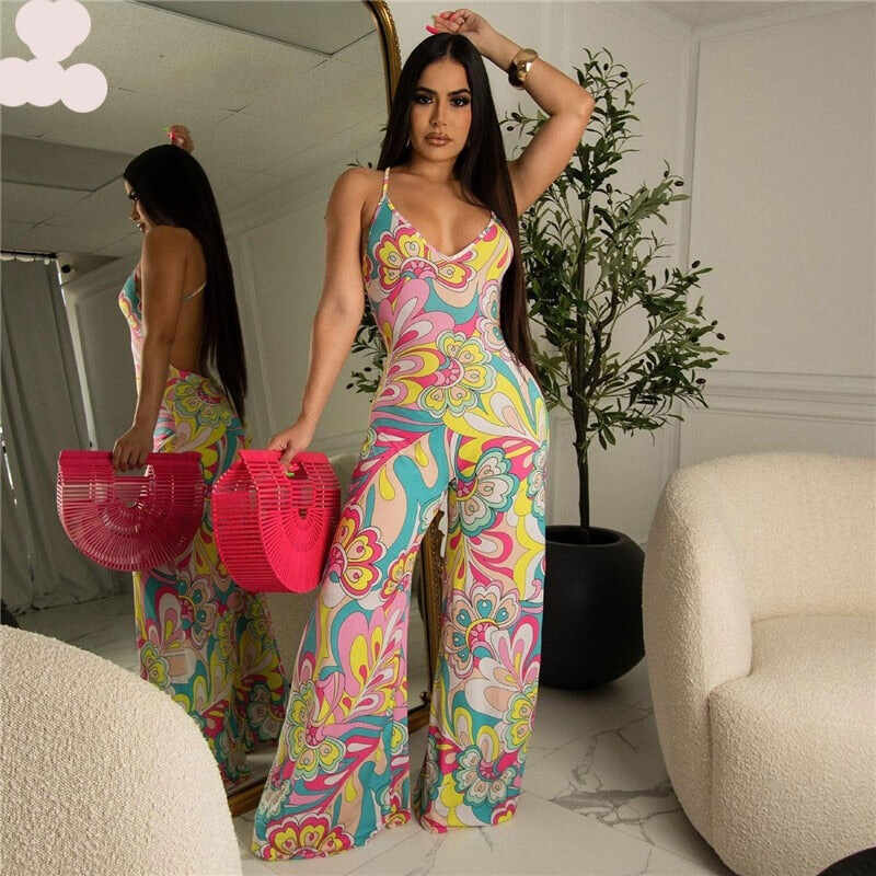 Printed Jumpsuits Long Pants