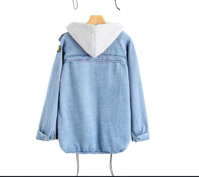 Two-piece denim hooded jacket