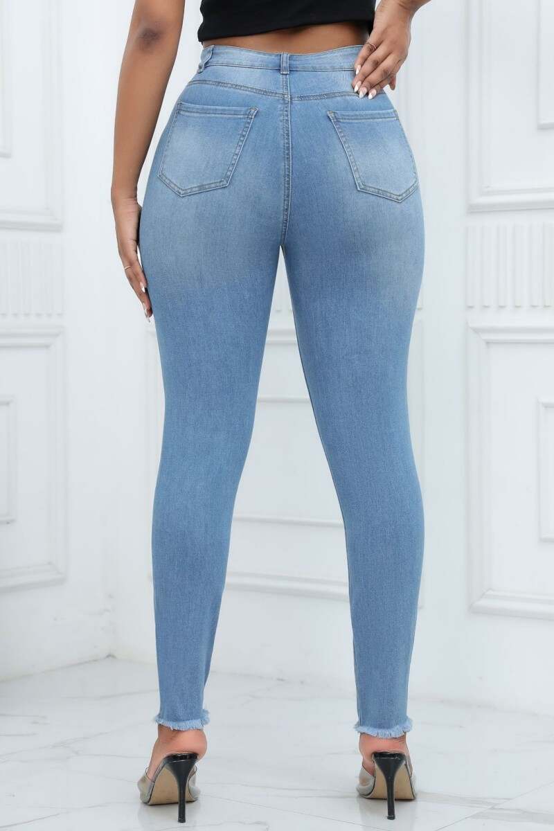 Light Blue Casual Solid Ripped Patchwork High Waist Skinny Denim Jeans