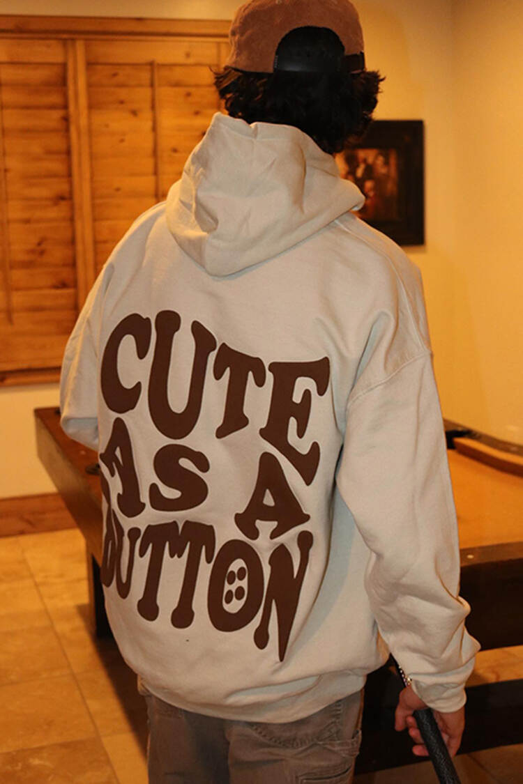 Cute As A Button Print Hoodie