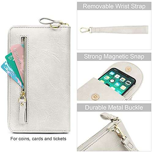 S-ZONE PU Leather RFID Blocking Crossbody Cell Phone Bag for Women Wallet Purse